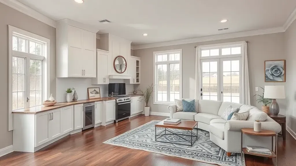 Home Remodeling in Brice, OH with a modern kitchen and stylish living area.