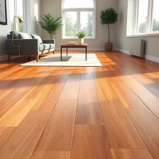 Finished warm hardwood flooring in a modern room with natural light, showcasing seamless joints and rich wood grain details