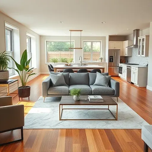 Beautifully remodeled living room in Clintonville OH with modern elegance, open floor plan, natural light, and stylish decor.