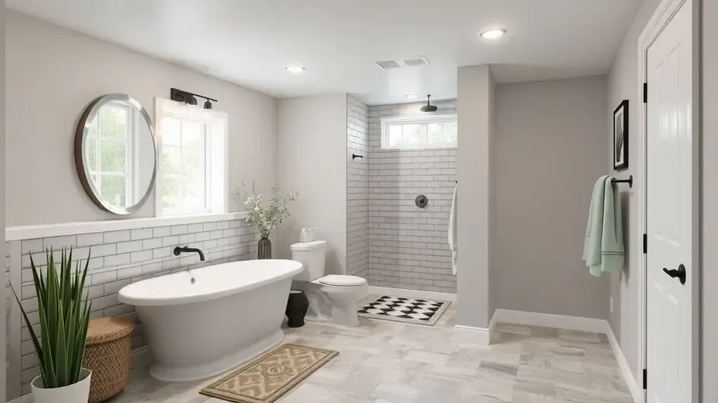 Basement Bathroom Addition projects in Columbus OH showcasing modern designs and functional layouts.