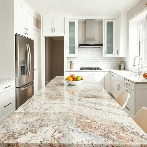 Modern kitchen remodel in Canal Winchester OH features granite countertops, white cabinetry, stainless steel appliances, and natural light.
