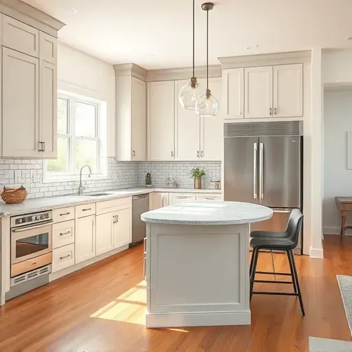 Recently renovated modern kitchen in Columbus OH with sleek cabinetry quartz countertops stainless appliances and natural light