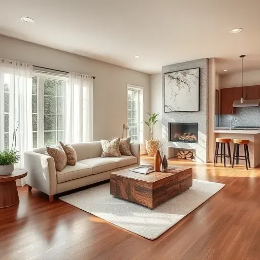 Inviting Urbancrest living room with plush beige sofa, reclaimed wood coffee table, and modern decor showcasing expert remodeling.