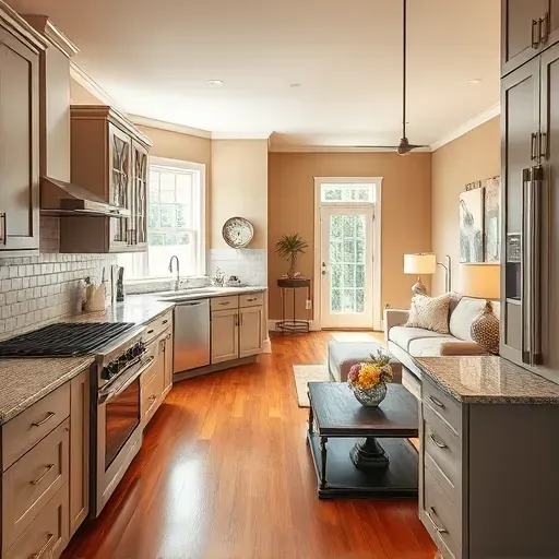 Modern kitchen in Sunbury, OH with granite countertops, stainless appliances, natural light, and elegant decor.