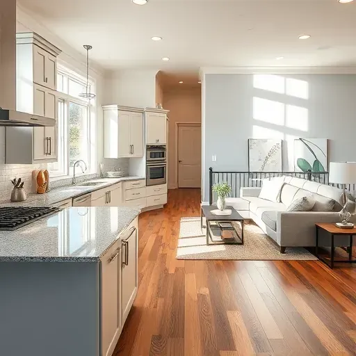Completed home remodel in Worthington, OH featuring a modern kitchen and cozy living room with elegant décor.