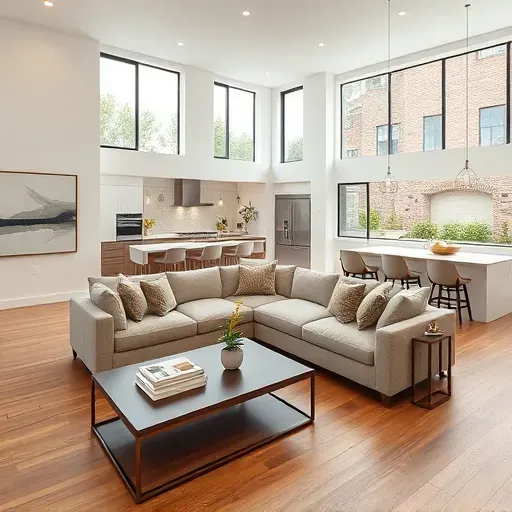 Modern living room remodel in Marble Cliff, OH featuring open layout, large windows, and elegant decor.