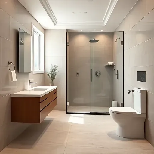 Newly finished basement bathroom in Columbus Ohio with modern fixtures, ceramic tiles, glass shower, and natural light