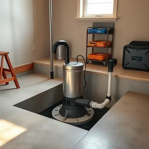 Freshly installed sump pump in a clean basement with organized tools, reinforced basin, and natural lighting in Columbus Ohio