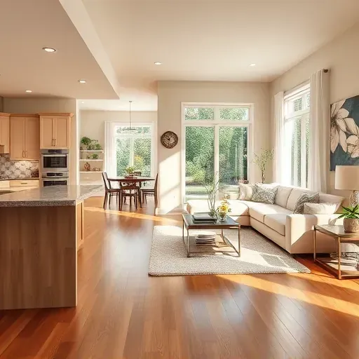 Home remodeling showcase in Galloway, OH, features modern decor, warm tones, spacious layout, and elegant furnishings.