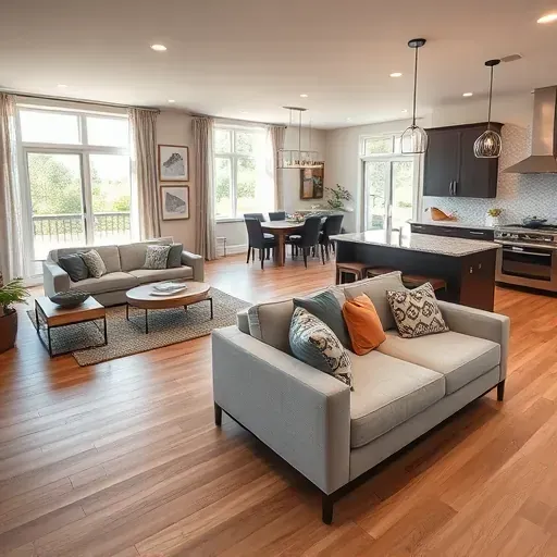 Home remodeling project in Columbus, OH features a stylish kitchen and modern living space with elegant decor.