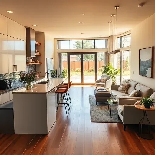 Home remodeling in Plain City OH featuring an open-concept living space with modern kitchen and elegant decor.