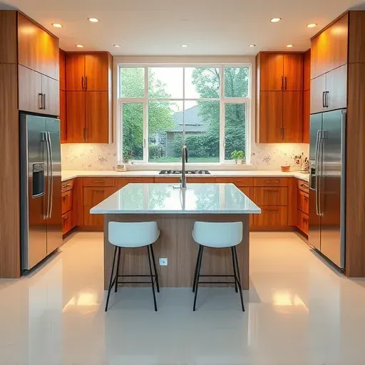Modern kitchen remodel in Brice, OH featuring custom cabinetry, marble countertops, stainless steel appliances, and elegant design.