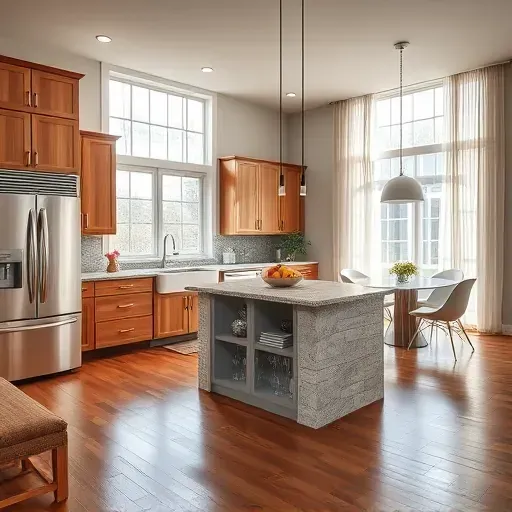Completed kitchen remodel in Columbus OH features modern appliances, custom cabinetry, and elegant decor in natural light.