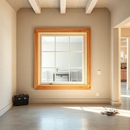 Finished basement egress window installation in Columbus Ohio showing clean drywall polished concrete and natural light.