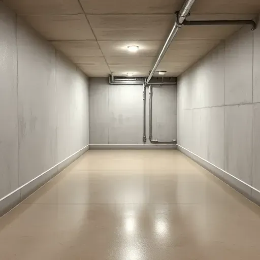 Pristine Columbus basement with clean concrete walls, waterproofing details, organized plumbing, and bright natural lighting