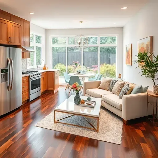 Completed home remodel in Ashville, OH featuring a modern kitchen, elegant decor, and bright windows with garden views.
