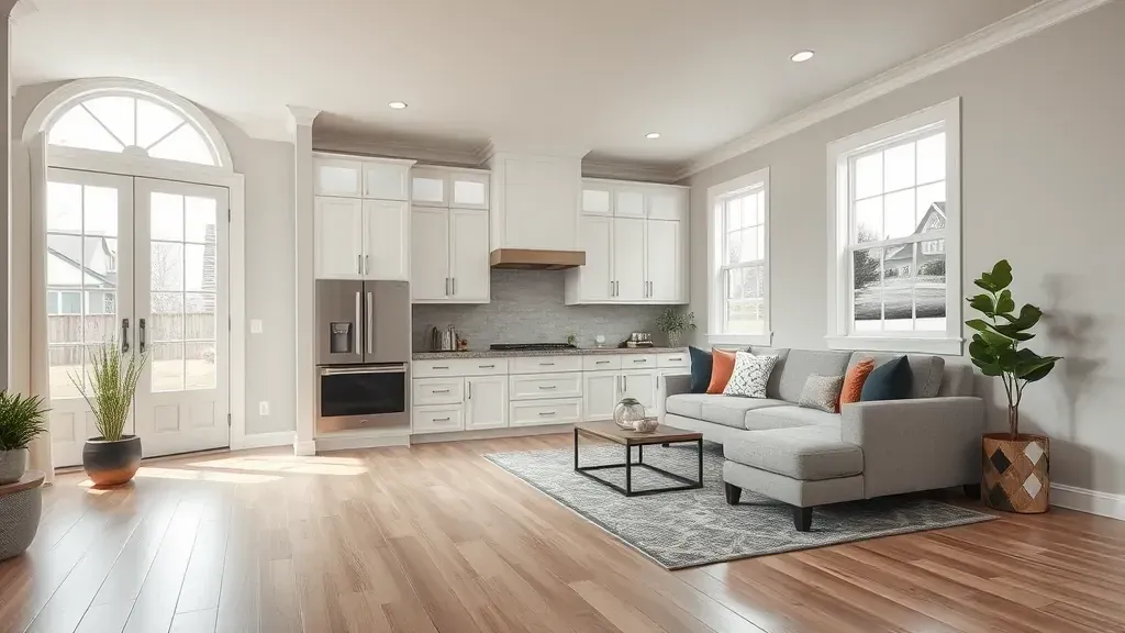 Home Remodeling in Bexley, OH showcasing a modern kitchen and living area transformation.