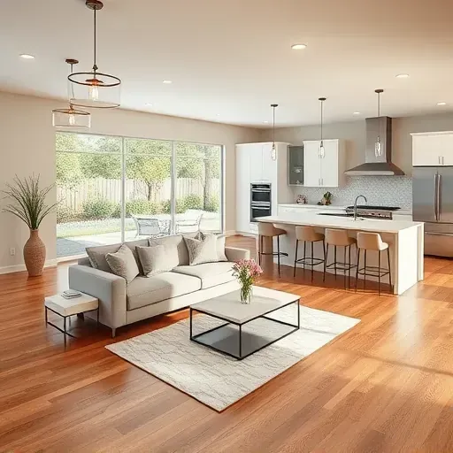 Beautifully remodeled interior in Lewis Center, OH featuring an open-concept living room and modern kitchen design.