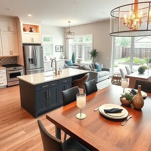 Modern Gahanna kitchen with stainless steel appliances, granite countertops, open floor plan, and elegant decor.