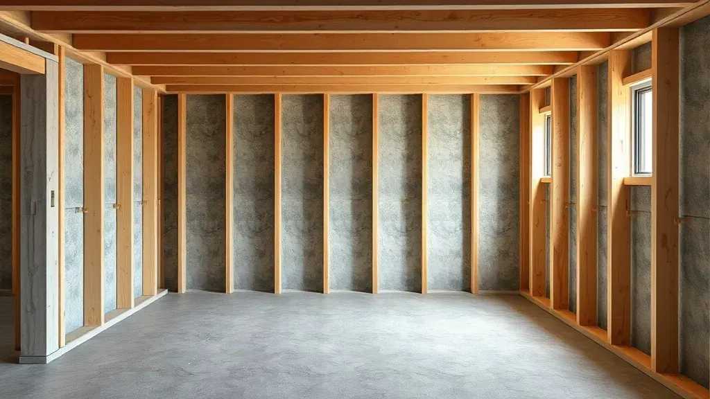 Basement wall framing project showcasing progress and materials in Columbus, OH