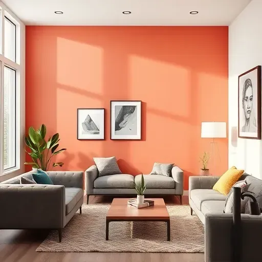 Freshly painted vibrant interior wall in modern Columbus living room with stylish decor and natural lighting