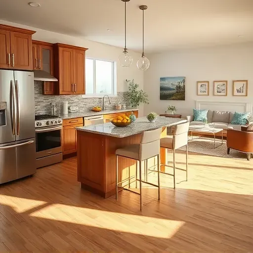 Beautiful kitchen remodeling in Lewis Center OH featuring modern stainless steel appliances, granite countertops, and rich wood cabinetry.
