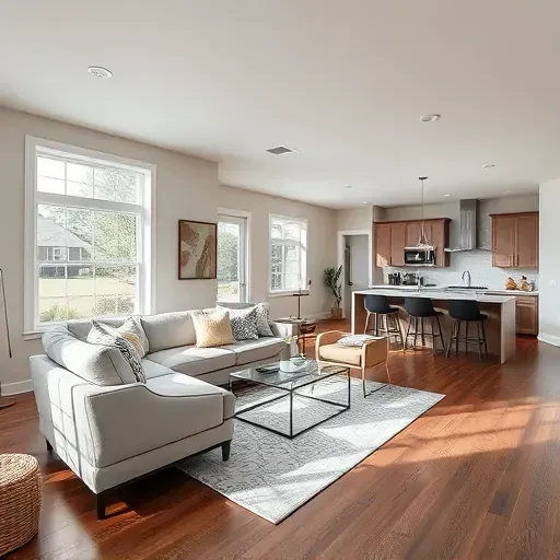 Modern living room in Canal Winchester OH with sleek furnishings, natural light, and elegant decor showcases home remodeling.