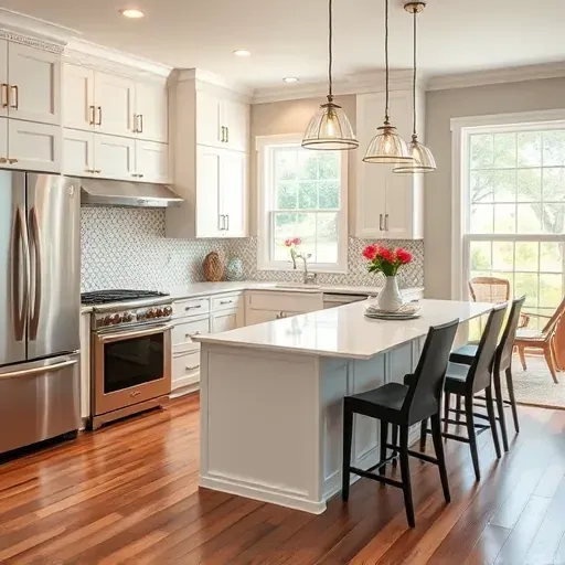 Completed home remodel in Plain City OH, featuring a modern kitchen with quartz countertops, stainless steel appliances, and elegant decor.