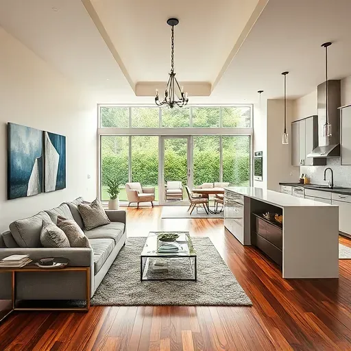 Completed home remodeling project in Alexandria OH featuring modern open-concept living space with stylish furnishings.