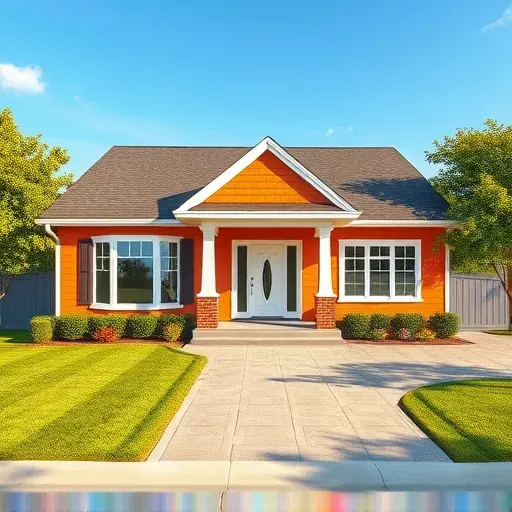 Colorful freshly painted Columbus Ohio house with landscaped yard, blue sky, green trees, and polished exterior showing quality craftsmanship