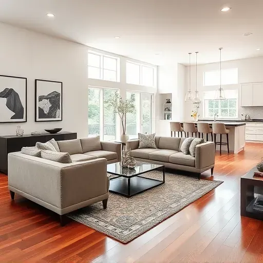 Beautifully remodeled living room in Upper Arlington OH with natural light, polished floors, and modern decor elements.