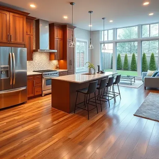 Modern kitchen remodel in Obetz, OH featuring high-end appliances, custom cabinetry, and natural lighting.