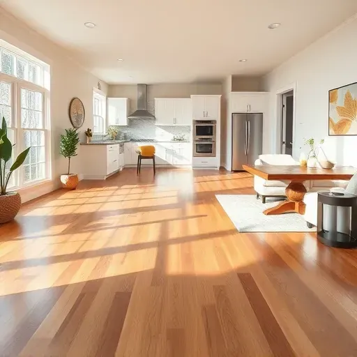 Inviting living room in Galena, OH with hardwood floors, modern kitchen, cozy dining area, and elegant decor.