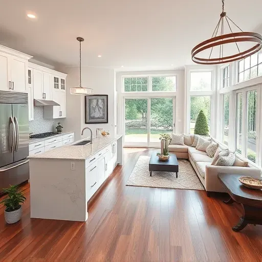 Completed home remodeling project in Lithopolis OH featuring an open-concept kitchen and living area with modern design.