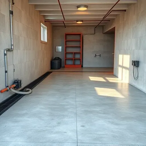 Completed basement waterproofing in Columbus Ohio showing sealed walls, drainage, sump pump, dry floor and organized storage