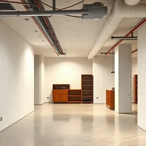 Finished basement insulation in Columbus Ohio with foam board spray foam, polished concrete floors, and organized utility areas