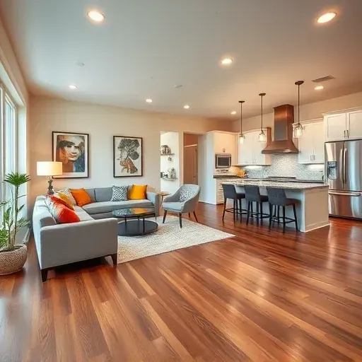 Home remodeling project in Ashville, OH featuring a stylish open-concept living space with modern decor and natural light.