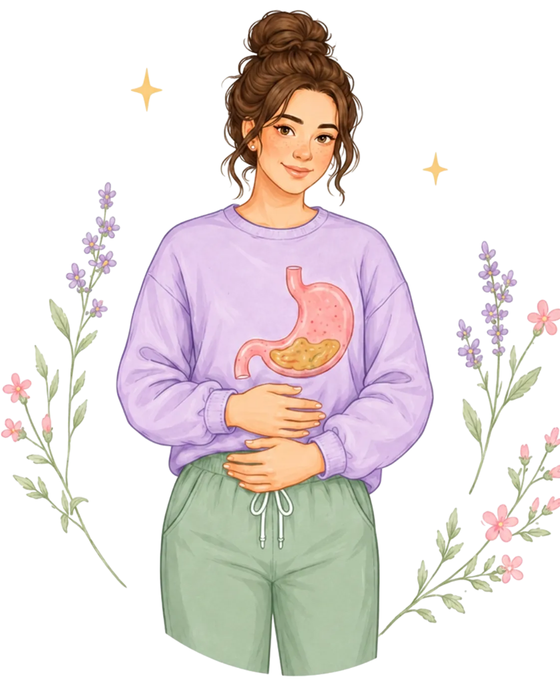 Woman with Gastroparesis Illustration