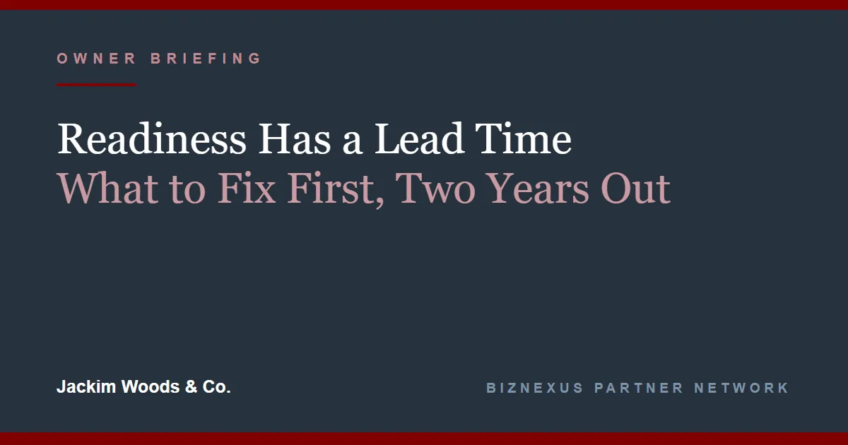Readiness Has a Lead Time: What to Fix First When the Exit Is Two Years Out