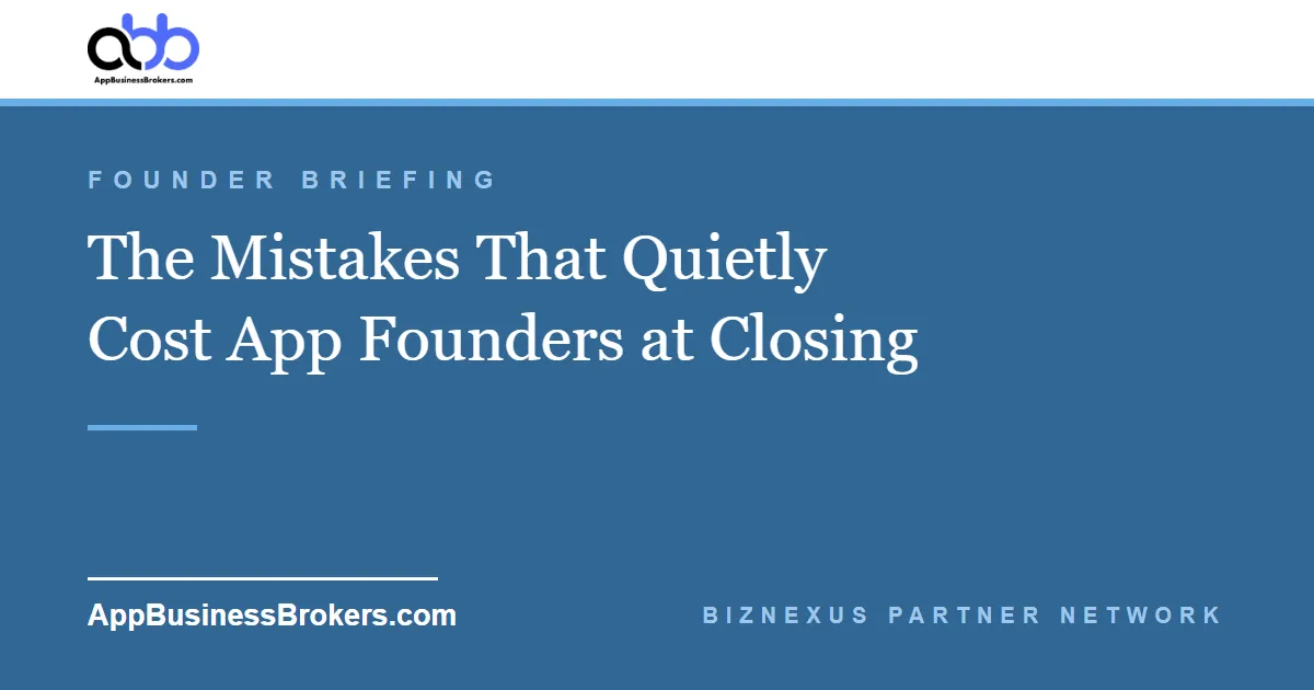 The Mistakes That Quietly Cost App Founders at Closing - AppBusinessBrokers.com, BizNexus Partner Network