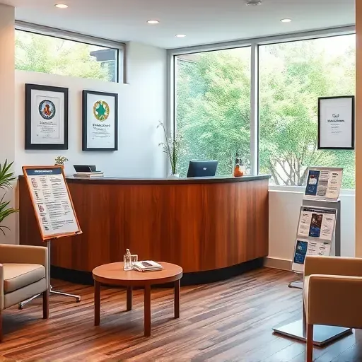 Modern healthcare consultation room in Pembroke Pines FL with inviting waiting area and polished reception desk.