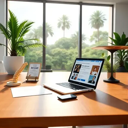 Clean modern workspace in Pembroke Pines, FL for Medicare consultations with sleek desk, laptop, and natural light.