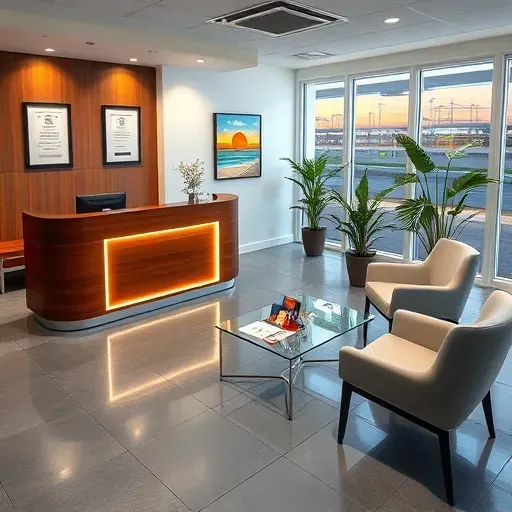 Health Insurance office in Riviera Beach, FL featuring modern design, sleek reception, and tranquil waiting area.