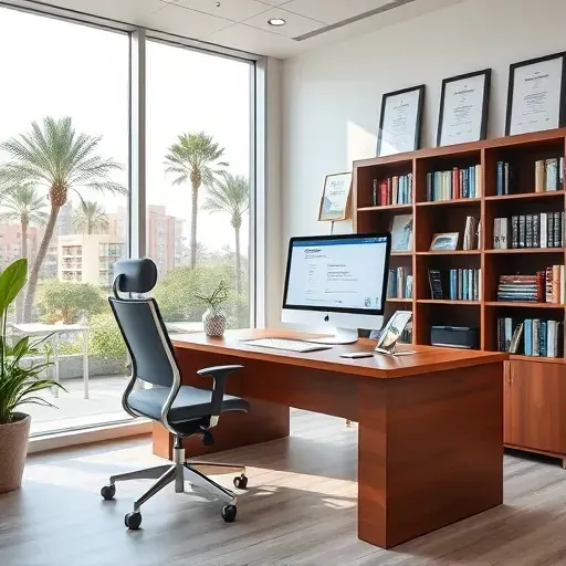 Health insurance office in West Palm Beach FL featuring modern furnishings, natural light, and educational resources.