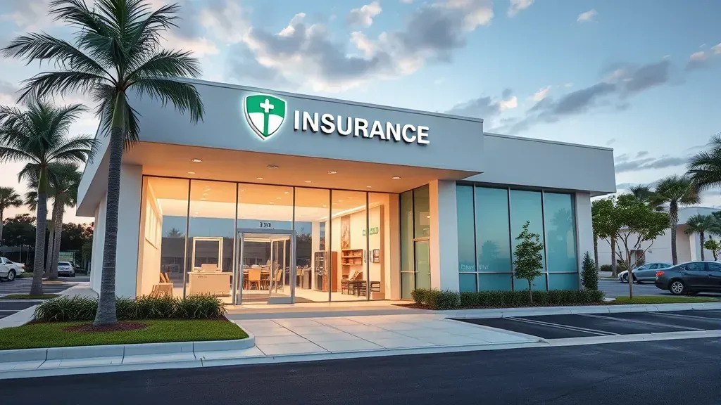 Health insurance financing concept scene in Pembroke Pines FL featuring insurance documents and money elements.