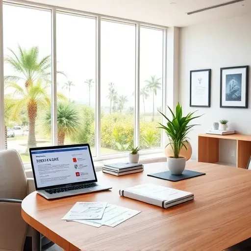 Modern healthcare consultation room in Pembroke Pines focused on personalized Medicare, featuring brochures and digital health plans.