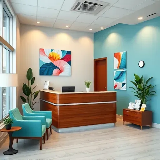 Health insurance office in Florida City with modern decor, warm lighting, and inviting reception area showcasing professionalism.