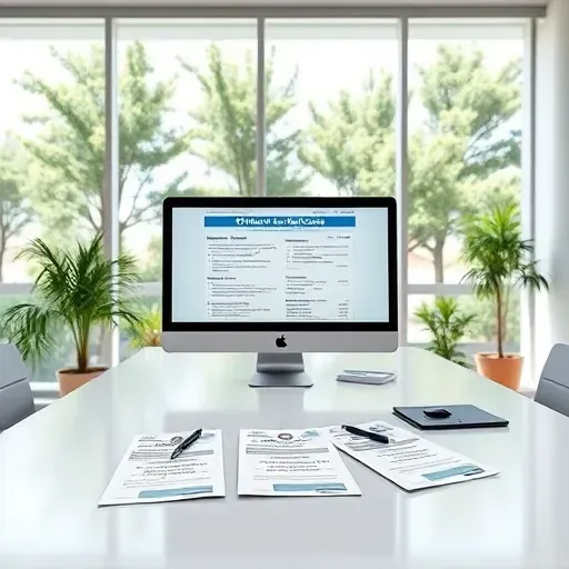 Bright Pembroke Pines office with modern desk, Medicare brochures, and sunny windows showcasing Florida greenery.
