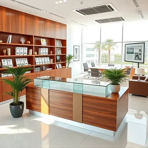 Health insurance office in Miami Lakes FL with modern decor, stylish reception, and inviting atmosphere.