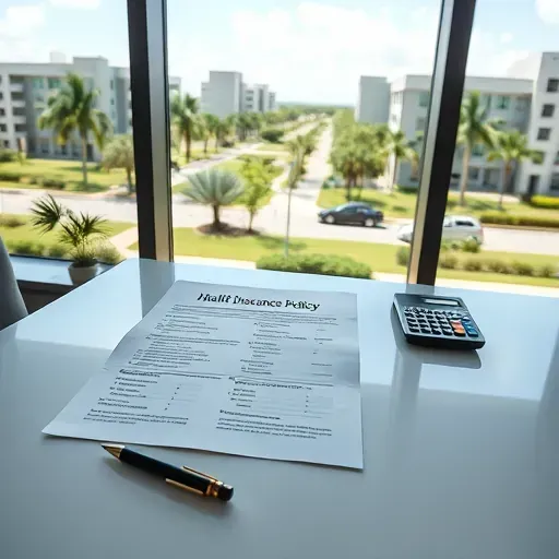 Completed health insurance documents on a desk with a pen in Pembroke Pines FL highlighting insurance details.